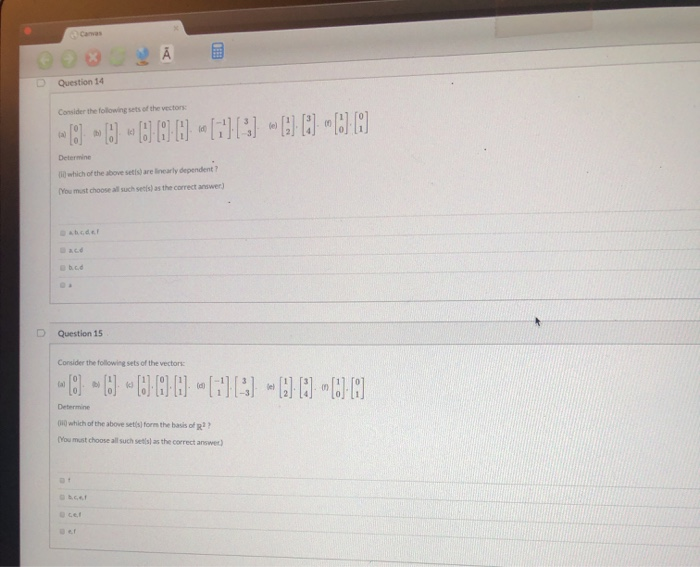 Solved Question 14 Consider the following sets of the | Chegg.com