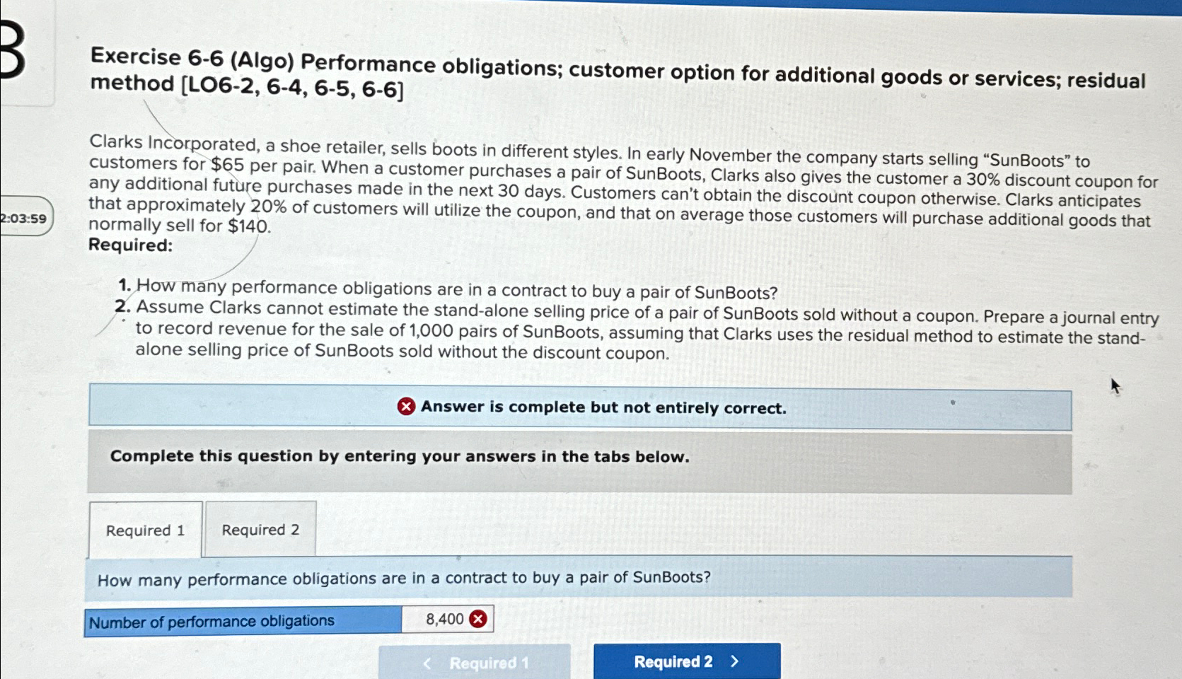 Exercise 6-6 (Algo) ﻿Performance Obligations; | Chegg.com