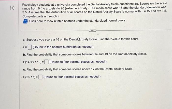 Solved Psychology students at a university completed the | Chegg.com