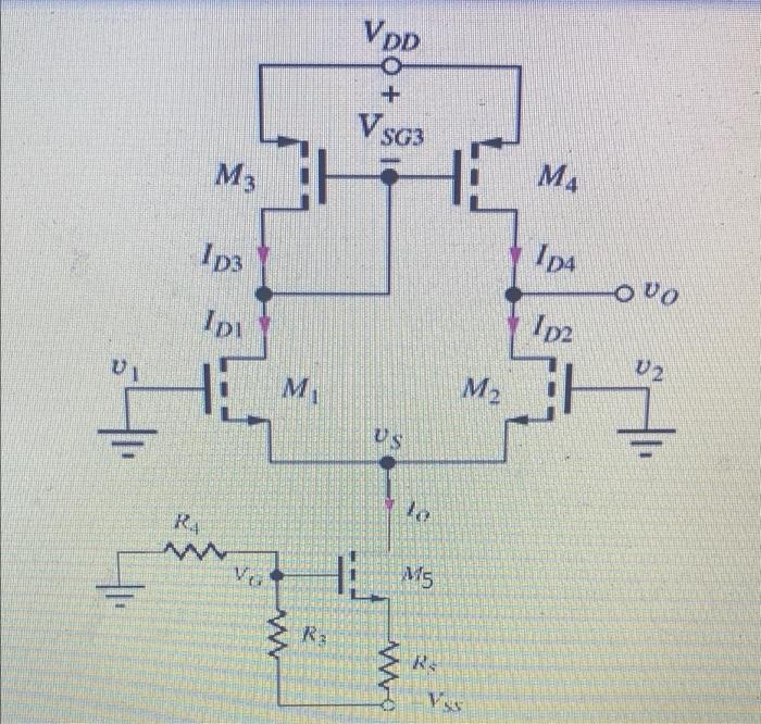 Solved for the differential amplifier with active load as | Chegg.com
