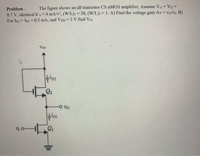 Solved Problem The figure shows an all transistor CS nMOS | Chegg.com