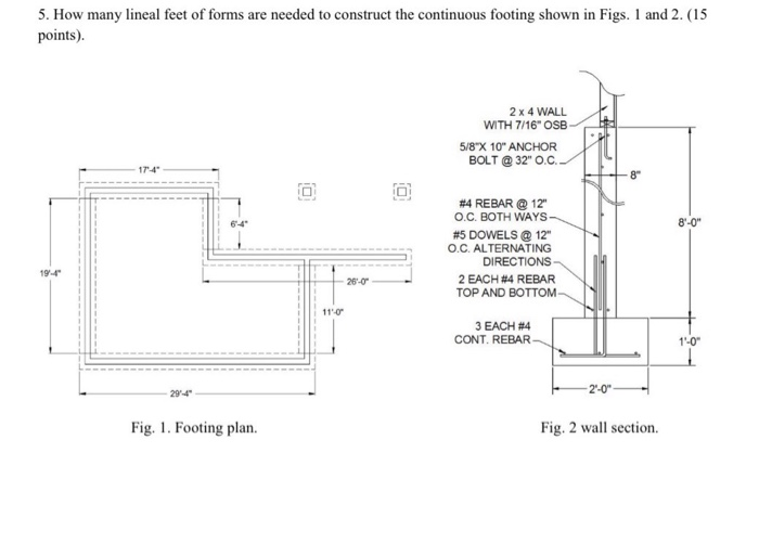 Solved 5. How many lineal feet of forms are needed to | Chegg.com