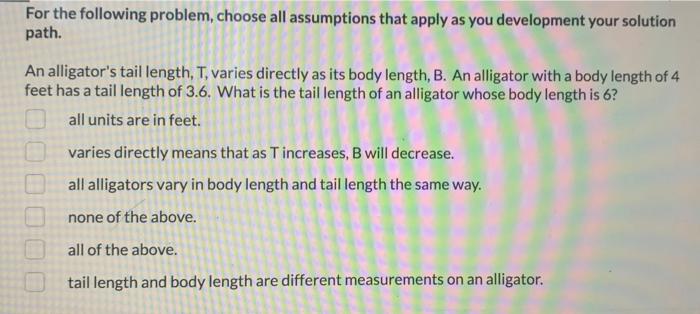 Solved For the following problem, choose all assumptions | Chegg.com