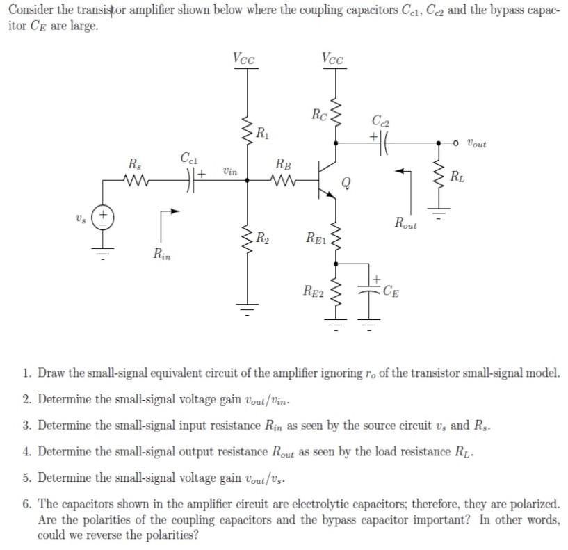 Solved Consider the transistor amplifier shown below where | Chegg.com