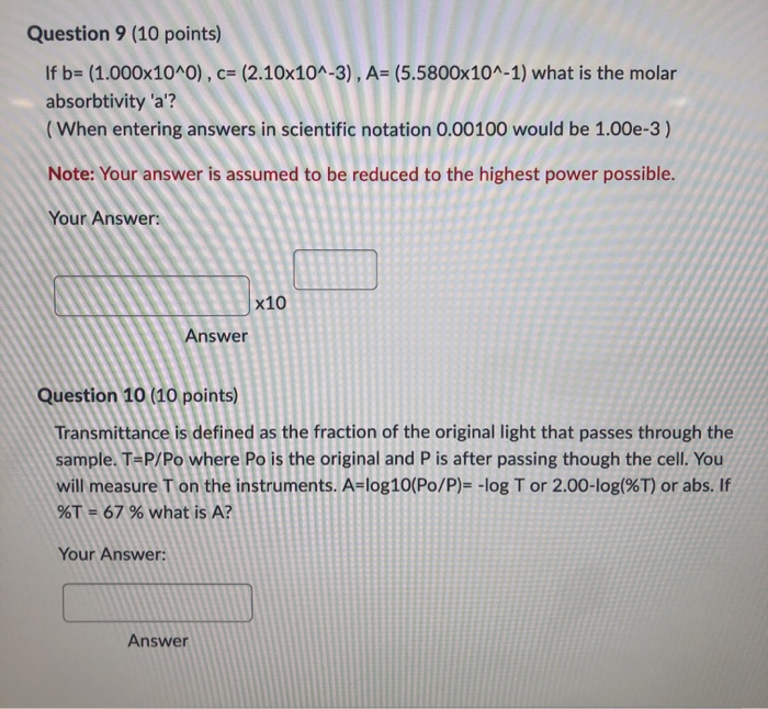 Solved Question 9: If B= (1.000x10^0) , C= (2.10x10^-3) , A= | Chegg.com