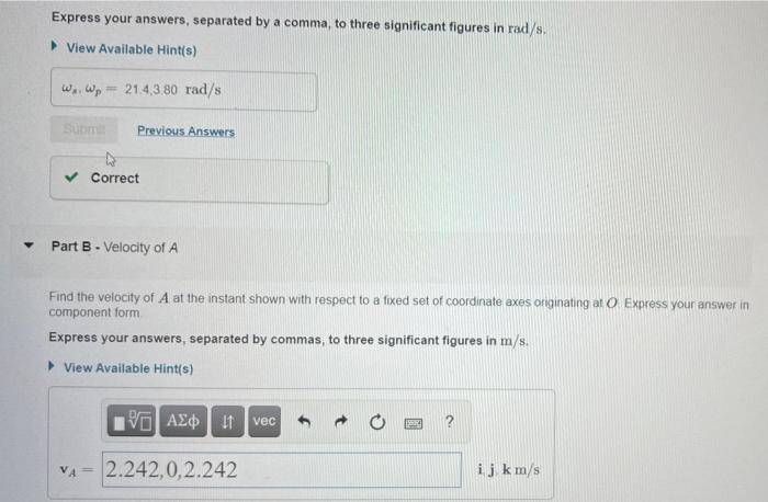 Solved Learning Goal: To determine the linear and angular | Chegg.com