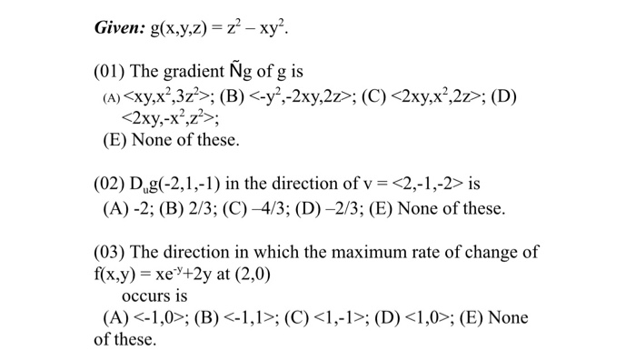 Solved Given G X Y Z 2 Xy 01 The Gradient Ng Of G Chegg Com