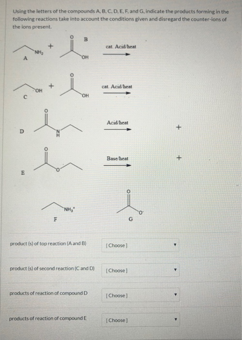 Solved Using the letters of the conpounds A B C D E F G | Chegg.com