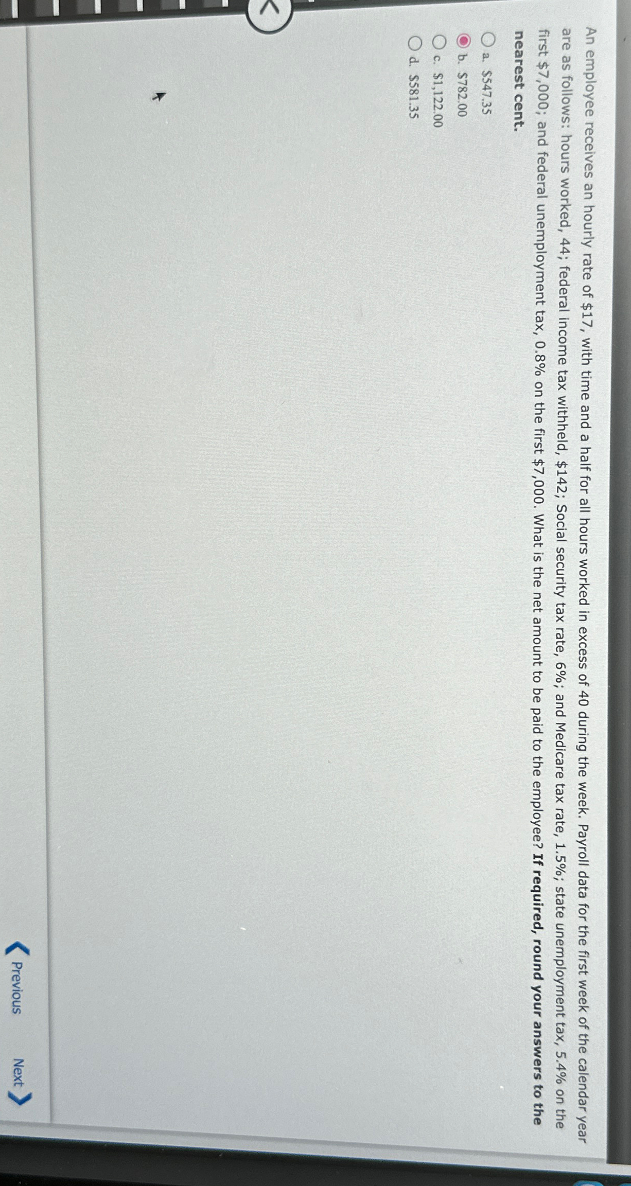 Solved An employee receives an hourly rate of $17, ﻿with | Chegg.com