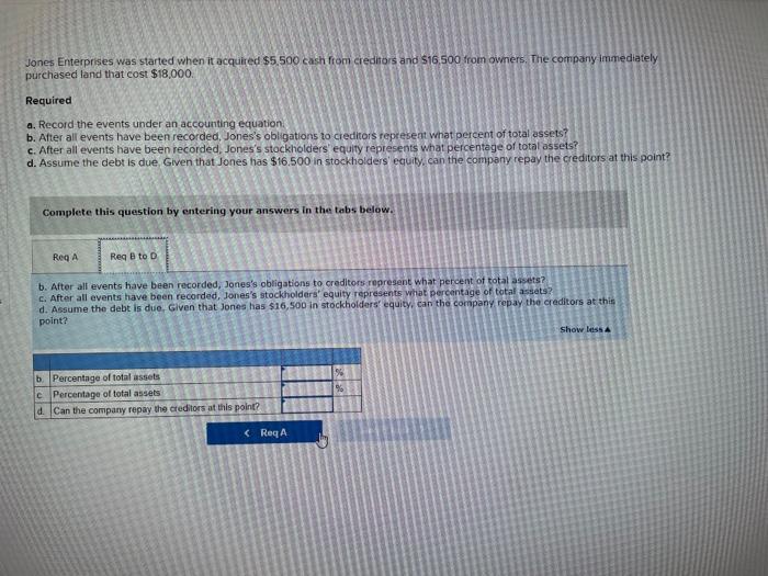 Solved Jones Enterprises was started when it acquired 5,500