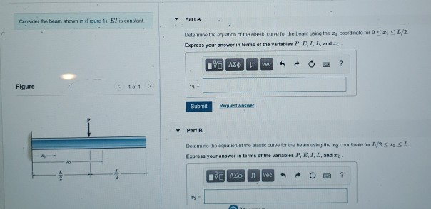 Solved Part A Consider the beam shown in Figure 1) El is | Chegg.com