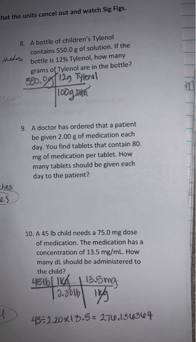 Solved Chat The Units Cancel Out And Watch Sig Figs 8 A Chegg Com