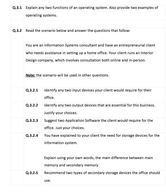 Solved Q.3.1 Explain any two functions of an operating | Chegg.com