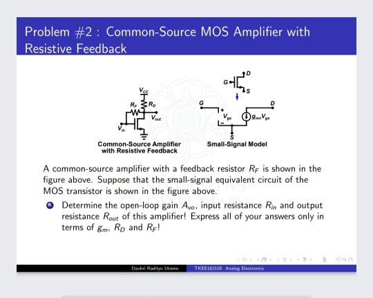 Solved Problem #2 : Common-Source MOS Amplifier with | Chegg.com