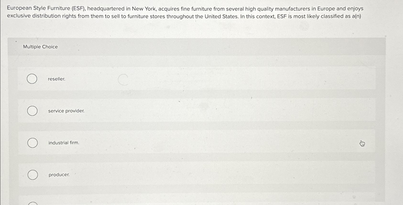 Solved European Style Furniture (ESF), ﻿headquartered in New