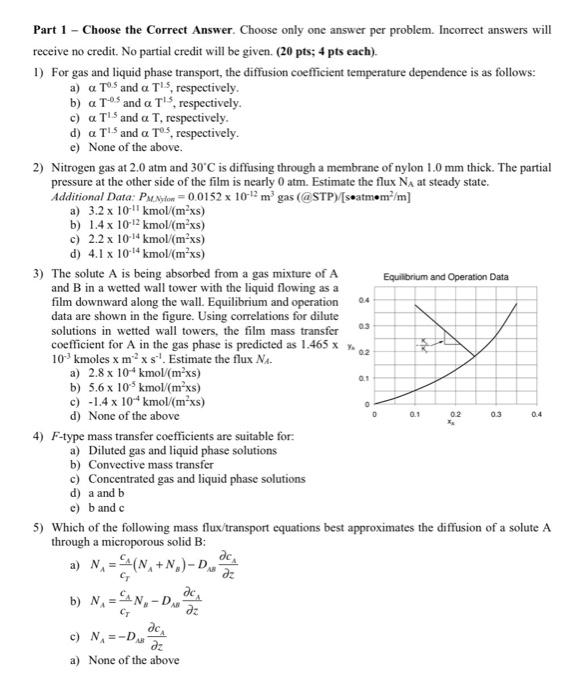 Solved Part 1 - Choose the Correct Answer. Choose only one | Chegg.com