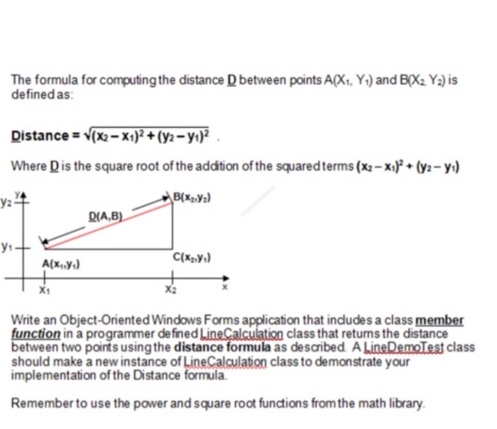 Solved The formula for computing the distance D between | Chegg.com