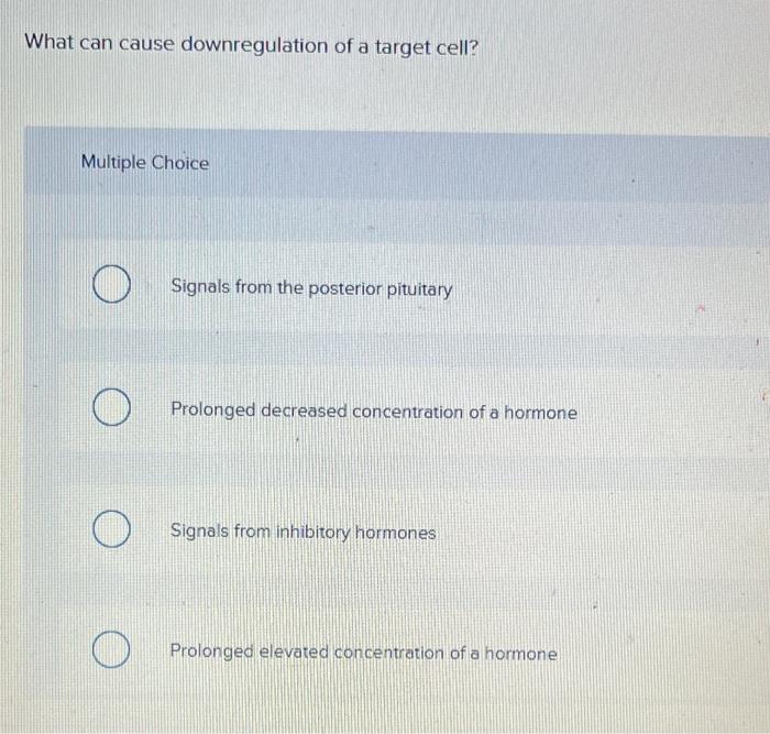 Solved What can cause downregulation of a target cell? | Chegg.com