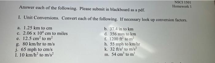 Solved NSCI 1501 Homework 1 Answer each of the following. Chegg