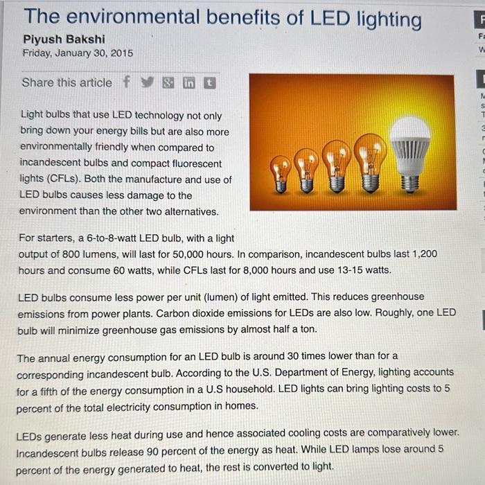 Solved 10 Reasons Why LED Lights Are Good For The