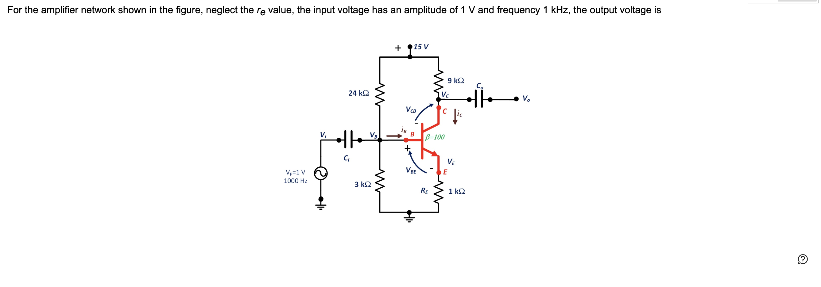 Solved For the amplifier network shown in the figure, | Chegg.com