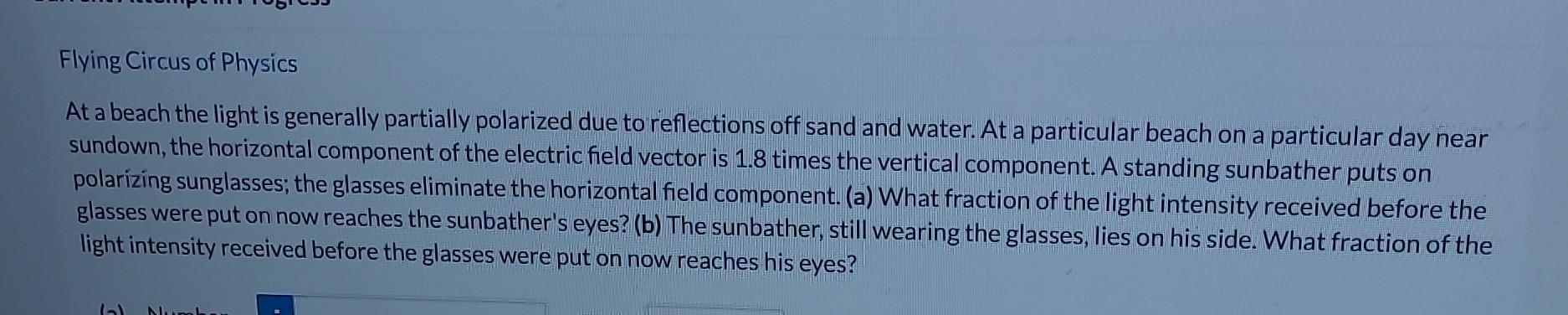 Solved Flying Circus Of Physics At A Beach The Light Is | Chegg.com