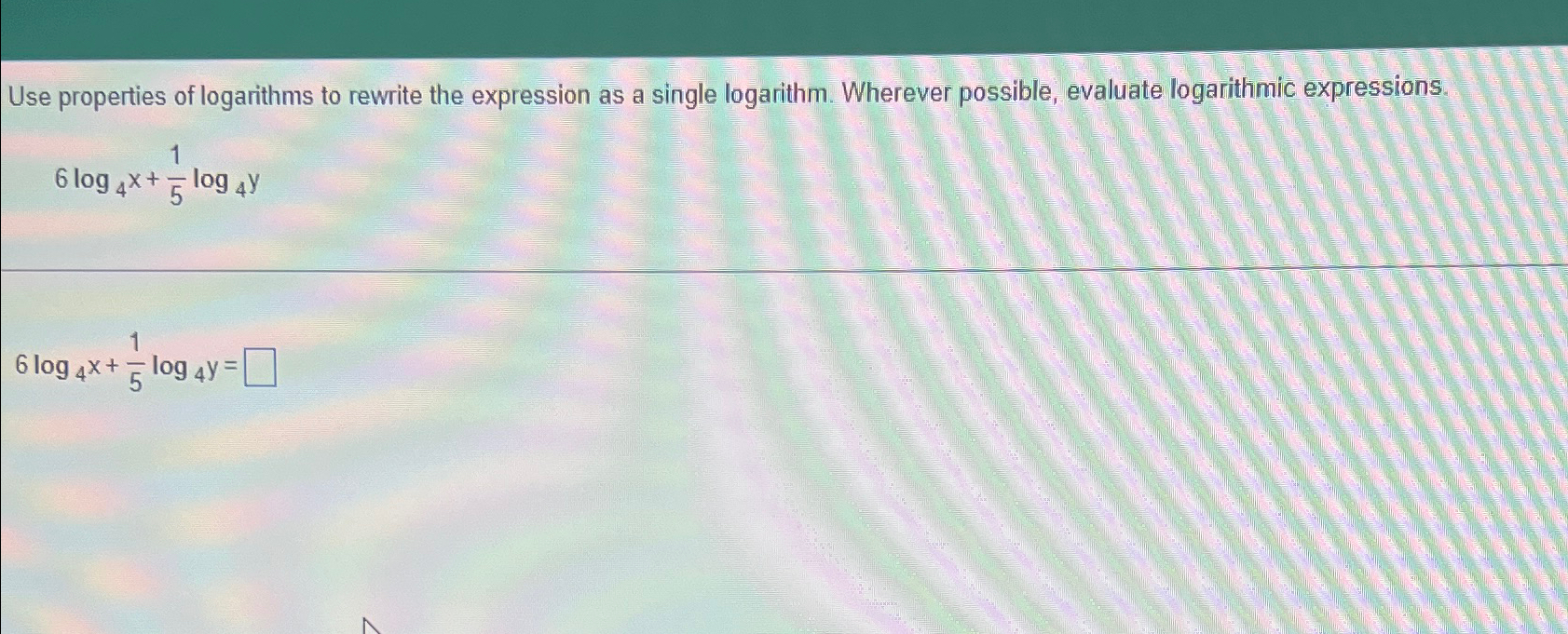 Solved Use properties of logarithms to rewrite the | Chegg.com