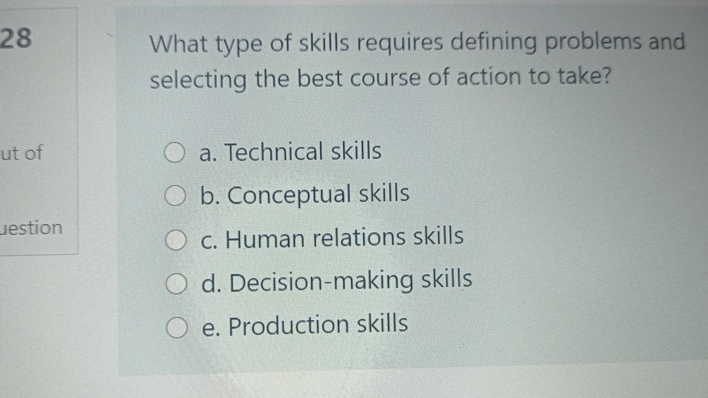 Solved 28 What type of skills requires defining problems and | Chegg.com