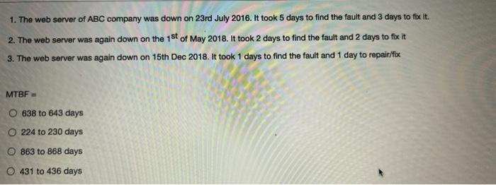 Solved 1. The web server of ABC company was down on 23rd | Chegg.com