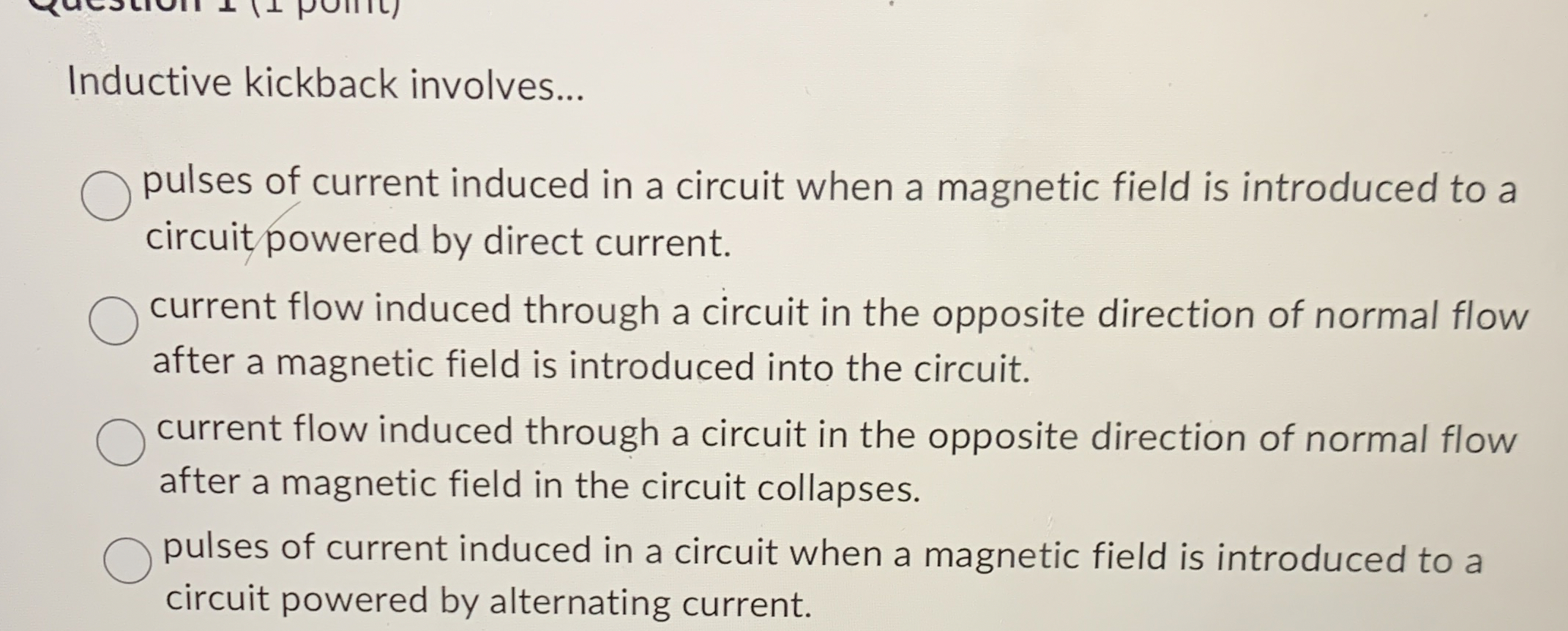 Solved Inductive kickback involves...pulses of current | Chegg.com