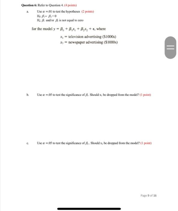 Chapter 15: Multiple Regression Model Question 4. The | Chegg.com