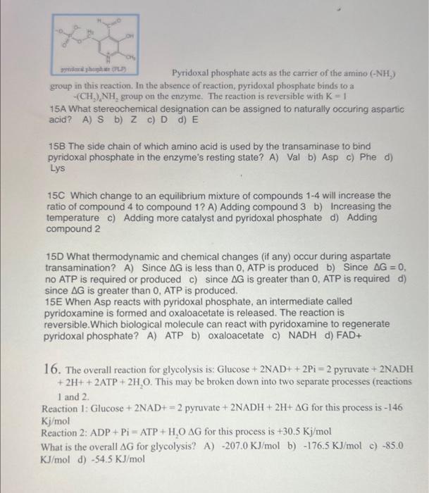 Solved Pyridoxal phosphate acts as the carrier of the amino