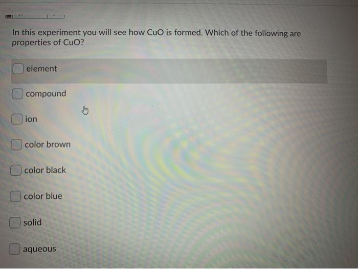 Solved In this experiment you will see how CuO is formed. | Chegg.com