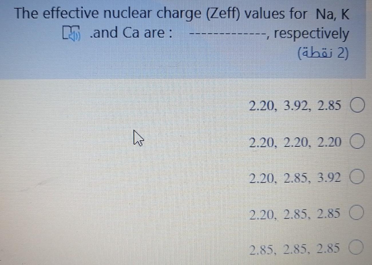 Solved The effective nuclear charge (Zeff) values for Na, K | Chegg.com
