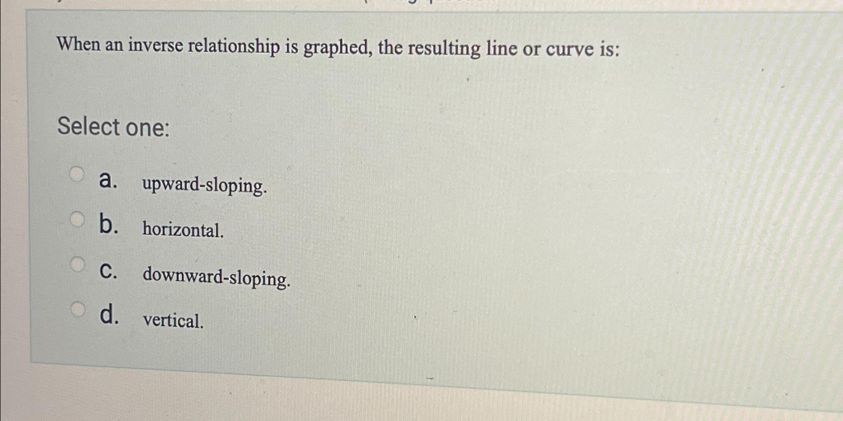 Solved When an inverse relationship is graphed, the | Chegg.com