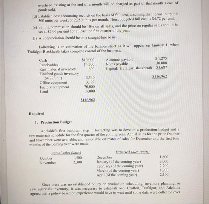 Solved BLACKHEATH MANUFACTURING COMPANYREVISITED Part 1 Mr.