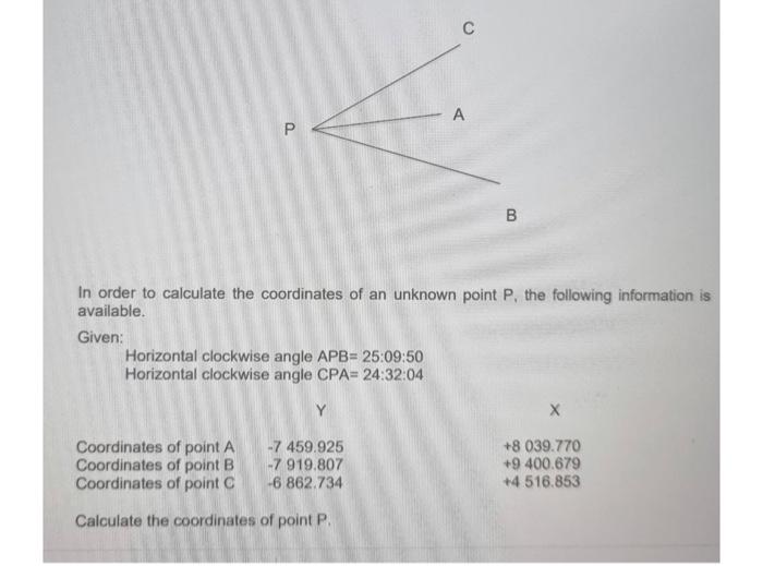 Solved QUESTION 1 In order to calculate the coordinates of | Chegg.com