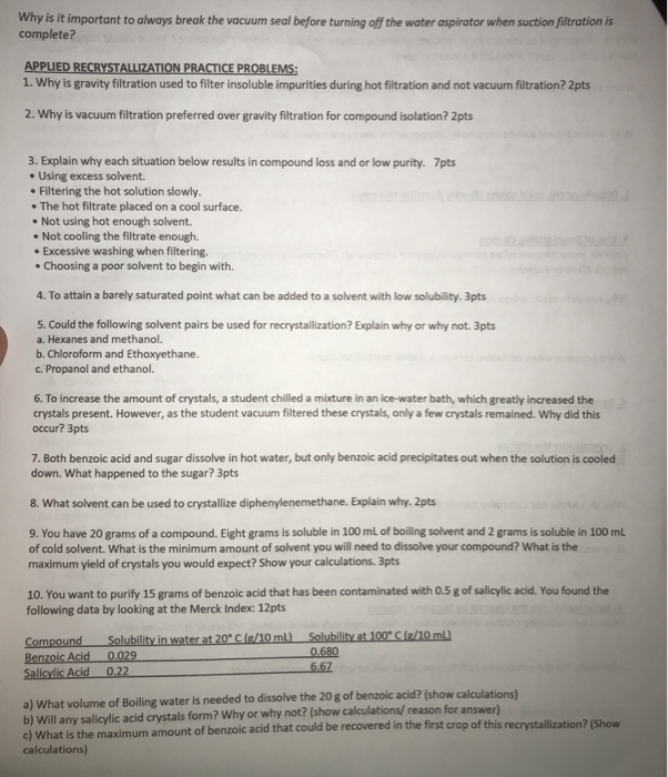 Solved Why is it important to always break the vacuum seal