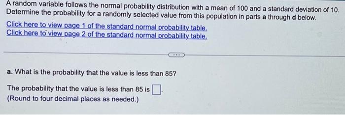 Solved A random variable follows the normal probability | Chegg.com