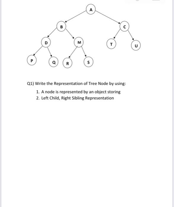 Solved Q1) Write the Representation of Tree Node by using: | Chegg.com