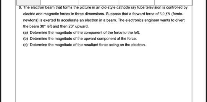 Solved 6. The electron beam that forms the picture in an | Chegg.com