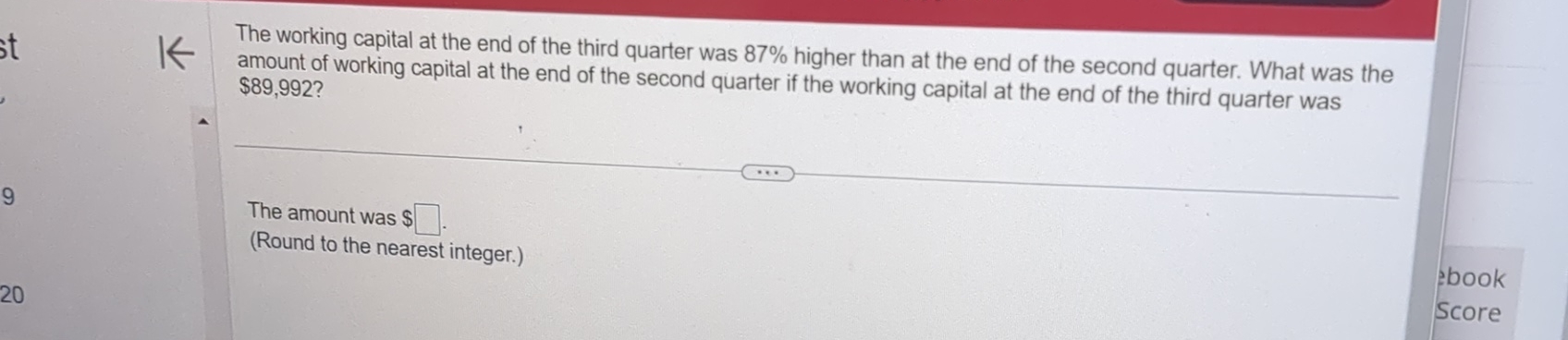 Solved The working capital at the end of the third quarter | Chegg.com