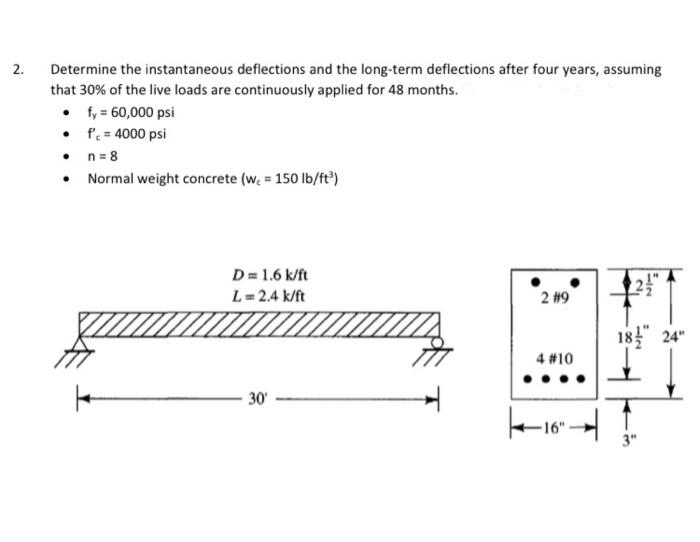 Solved 2. Determine the instantaneous deflections and the | Chegg.com