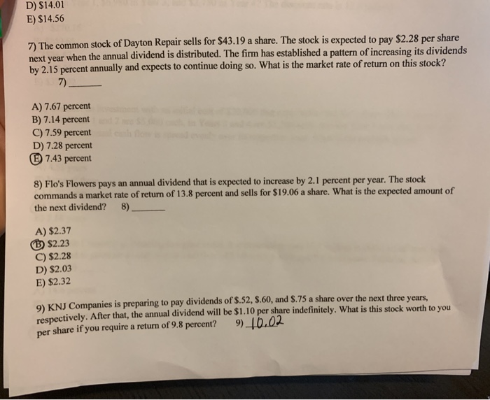 Solved i have the answers but need them worked out so i know | Chegg.com