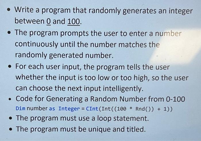 Solved Please do program in visual basics. Also provide the | Chegg.com