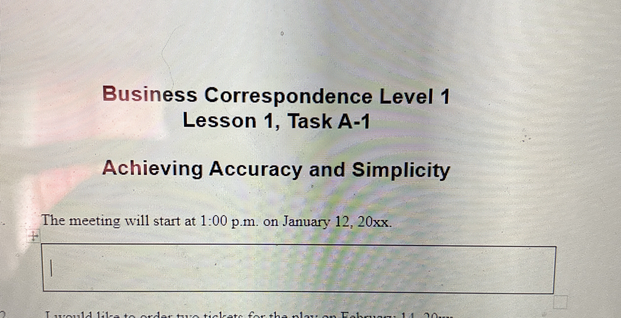 Solved Business Correspondence Level 1 ﻿Lesson 1, ﻿Task | Chegg.com