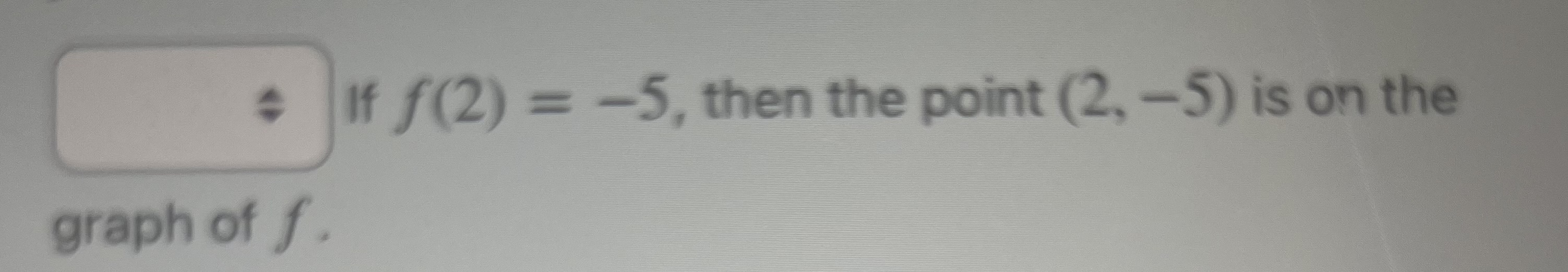 Solved If f(2)=-5, ﻿then the point (2,-5) ﻿is on thegraph of | Chegg.com