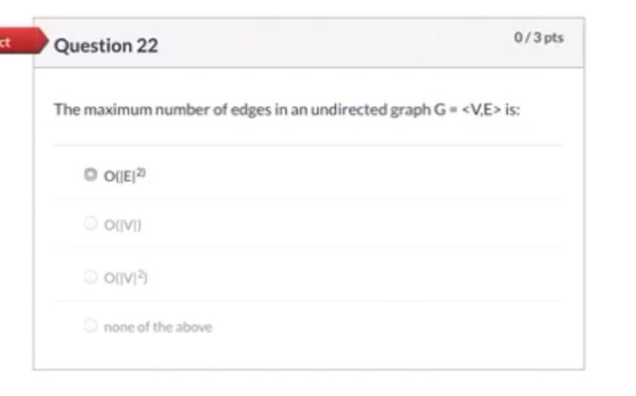 Solved Question 22 0/3 pts The maximum number of edges in an | Chegg.com