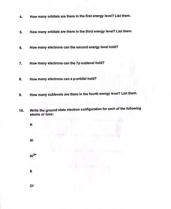 How Many Orbitals In Total Are Associated With 4th Energy Level Or Filo