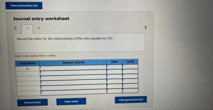 Solved Journal Entry Worksheet Record The Entry For The | Chegg.com